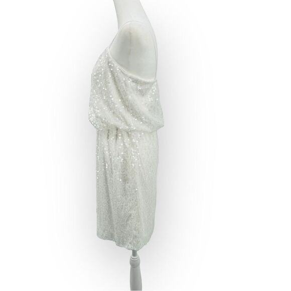 Aidan Mattox White Sequined Dress Sleeveless Blouson Mini Women’s Size 6 - Picture 7 of 12